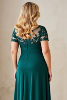 Load image into Gallery viewer, Pine Asymmetrical Plus Size Mother of the Bride Dress with Appliques