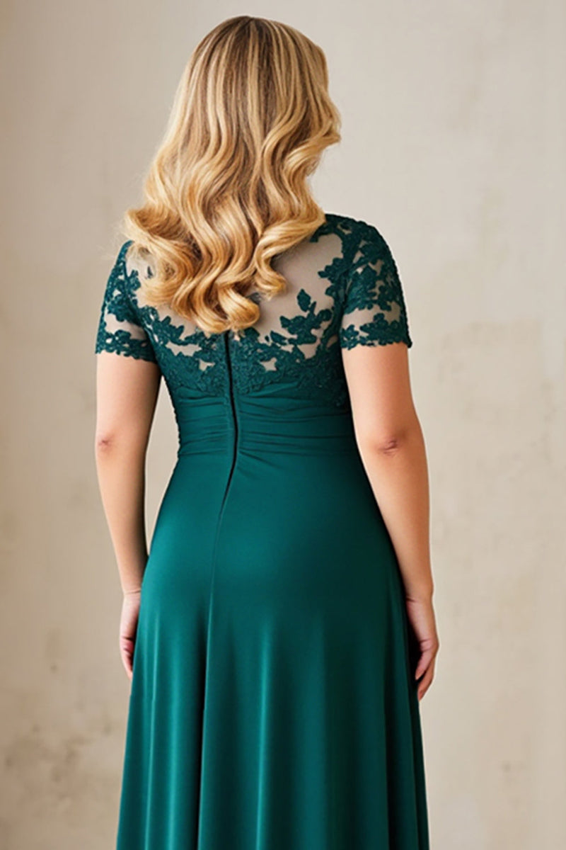 Load image into Gallery viewer, Pine Asymmetrical Plus Size Mother of the Bride Dress with Appliques