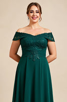 Load image into Gallery viewer, Off the Shoulder Pine A Line Plus Size Mother of the Bride Dress