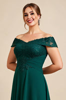 Load image into Gallery viewer, Off the Shoulder Pine A Line Plus Size Mother of the Bride Dress