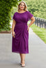 Load image into Gallery viewer, Purple Chiffon Ruched Plus Size A Line Long Mother of the Bride Dress