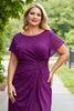 Load image into Gallery viewer, Purple Chiffon Ruched Plus Size A Line Long Mother of the Bride Dress