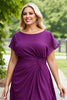Load image into Gallery viewer, Purple Chiffon Ruched Plus Size A Line Long Mother of the Bride Dress