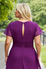 Load image into Gallery viewer, Purple Chiffon Ruched Plus Size A Line Long Mother of the Bride Dress