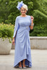 Load image into Gallery viewer, Plus Size Lavender Ruched Flowy Mother of the Bride Dress with Cape