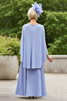 Load image into Gallery viewer, Plus Size Lavender Ruched Flowy Mother of the Bride Dress with Cape