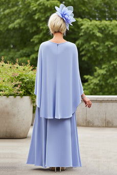 Plus Size Lavender Ruched Flowy Mother of the Bride Dress with Cape