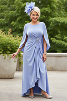 Load image into Gallery viewer, Plus Size Lavender Ruched Flowy Mother of the Bride Dress with Cape