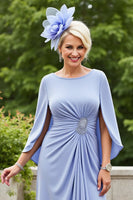 Load image into Gallery viewer, Plus Size Lavender Ruched Flowy Mother of the Bride Dress with Cape