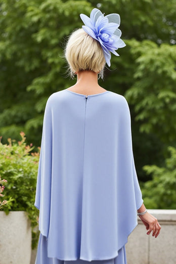Plus Size Lavender Ruched Flowy Mother of the Bride Dress with Cape
