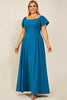Load image into Gallery viewer, Simple Peacock Satin A Line Plus Size Mother of the Bride Dress