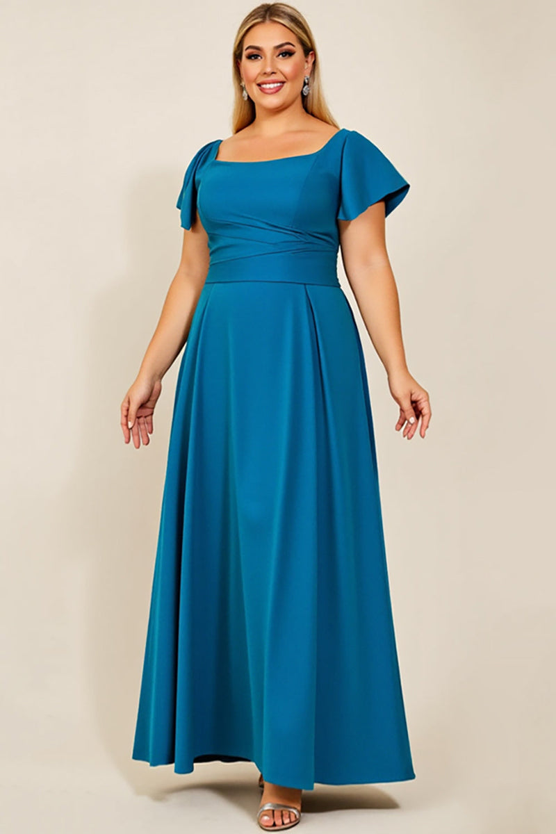 Load image into Gallery viewer, Simple Peacock Satin A Line Plus Size Mother of the Bride Dress