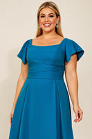 Load image into Gallery viewer, Simple Peacock Satin A Line Plus Size Mother of the Bride Dress
