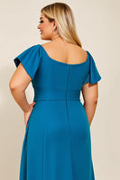 Load image into Gallery viewer, Simple Peacock Satin A Line Plus Size Mother of the Bride Dress