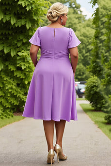 Lilac Plus Size Chiffon A Line Mother of the Bride Dress with Ruffles