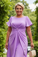 Load image into Gallery viewer, Lilac Plus Size Chiffon A Line Mother of the Bride Dress with Ruffles