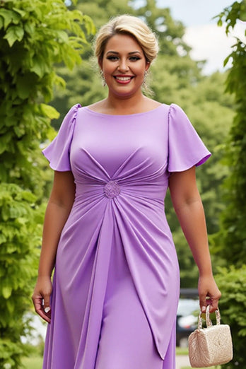 Lilac Plus Size Chiffon A Line Mother of the Bride Dress with Ruffles