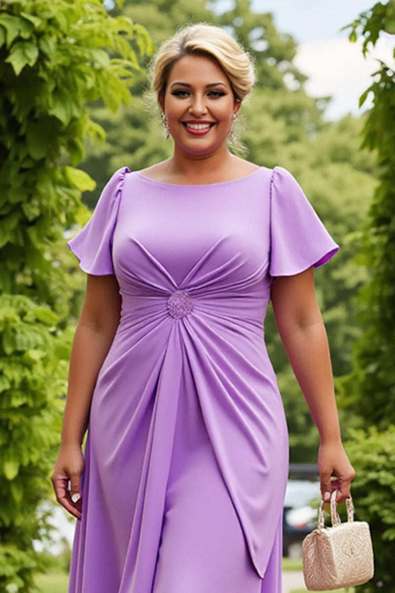 Load image into Gallery viewer, Lilac Plus Size Chiffon A Line Mother of the Bride Dress with Ruffles