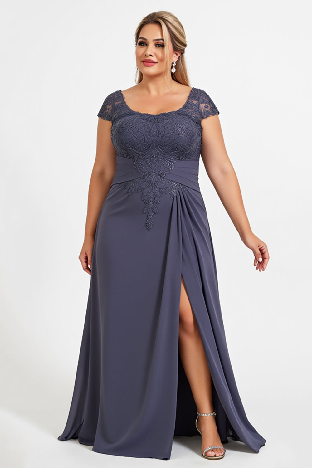 Twilight Chiffon A Line Plus Size Mother of the Bride Dress with Slit