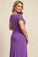 Load image into Gallery viewer, Purple Sheath V-Neck Ruched Maxi Mother of the Bride Dress