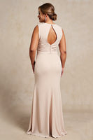 Load image into Gallery viewer, Apricot Chiffon Plus Size Sheath Mother of the Bride Dress with Ruffles