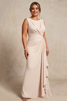 Load image into Gallery viewer, Apricot Chiffon Plus Size Sheath Mother of the Bride Dress with Ruffles