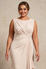 Load image into Gallery viewer, Apricot Chiffon Plus Size Sheath Mother of the Bride Dress with Ruffles