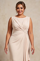 Load image into Gallery viewer, Apricot Chiffon Plus Size Sheath Mother of the Bride Dress with Ruffles
