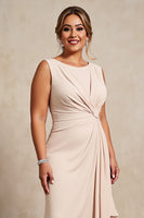 Load image into Gallery viewer, Apricot Chiffon Plus Size Sheath Mother of the Bride Dress with Ruffles