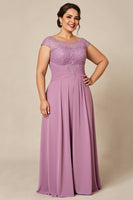 Load image into Gallery viewer, Dusty Rose Plus Size A Line Chiffon Mother of the Bride Dress with Appliques