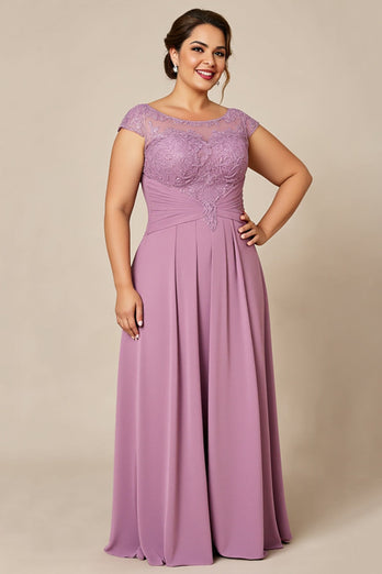 Dusty Rose Plus Size A Line Chiffon Mother of the Bride Dress with Appliques