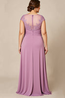 Load image into Gallery viewer, Dusty Rose Plus Size A Line Chiffon Mother of the Bride Dress with Appliques