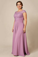 Load image into Gallery viewer, Dusty Rose Plus Size A Line Chiffon Mother of the Bride Dress with Appliques