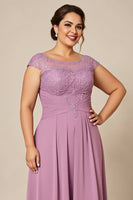 Load image into Gallery viewer, Dusty Rose Plus Size A Line Chiffon Mother of the Bride Dress with Appliques