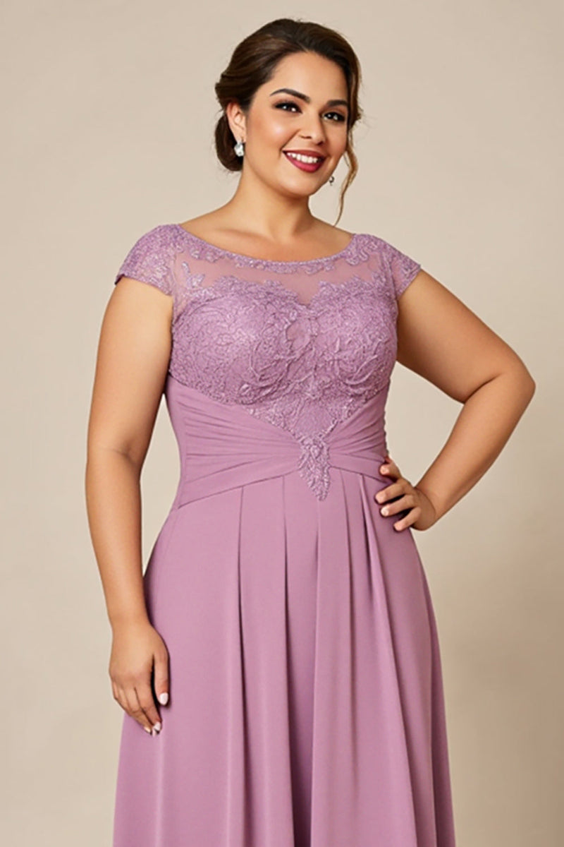 Load image into Gallery viewer, Dusty Rose Plus Size A Line Chiffon Mother of the Bride Dress with Appliques