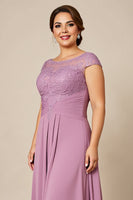 Load image into Gallery viewer, Dusty Rose Plus Size A Line Chiffon Mother of the Bride Dress with Appliques