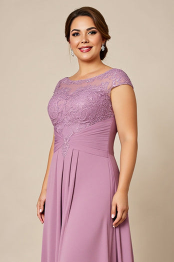 Dusty Rose Plus Size A Line Chiffon Mother of the Bride Dress with Appliques