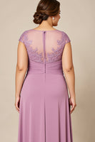 Load image into Gallery viewer, Dusty Rose Plus Size A Line Chiffon Mother of the Bride Dress with Appliques