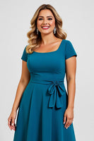 Load image into Gallery viewer, Peacock A Line Petite Mother of the Bride Dress with Bow