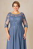 Load image into Gallery viewer, Dusty Blue Plus Size Blue Mother of the Bride Dress with Lace Appliques