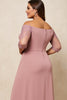 Load image into Gallery viewer, Off the Shoulder Dusty Rose Plus Size Mother of the Bride Dress with Appliques