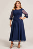 Load image into Gallery viewer, Plus Size Navy A Line Ruched Long Chiffon Mother of the Bride Dress