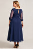 Load image into Gallery viewer, Plus Size Navy A Line Ruched Long Chiffon Mother of the Bride Dress