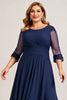 Load image into Gallery viewer, Plus Size Navy A Line Ruched Long Chiffon Mother of the Bride Dress