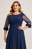 Load image into Gallery viewer, Plus Size Navy A Line Ruched Long Chiffon Mother of the Bride Dress
