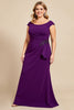 Load image into Gallery viewer, Purple Sheath Ruched Scoop Neck Mother of the Bride Dress
