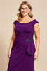 Load image into Gallery viewer, Purple Sheath Ruched Scoop Neck Mother of the Bride Dress