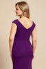 Load image into Gallery viewer, Purple Sheath Ruched Scoop Neck Mother of the Bride Dress