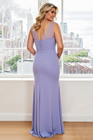 Load image into Gallery viewer, Lavender Sheath Plus Size Mother of the Bride Dress with Ruffles