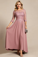 Load image into Gallery viewer, Dusty Rose A Line Boat Neck Long Mother of the Bride Dress with Appliques